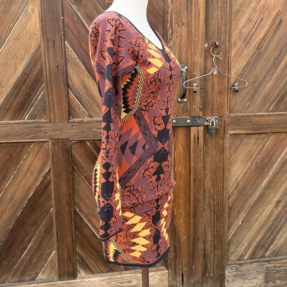 Free People Huntress of the moon Boho Geometric Patterned Long Sleeve Dress S - Picture 3 of 7